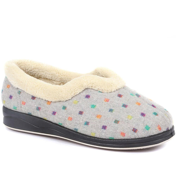 Wide Fit Polka Dot Slippers - QING34003 / 320 210