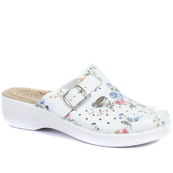 Wide Fit Floral Print Clog (FLY29028) by Fly Flot | Pavers™ Ireland
